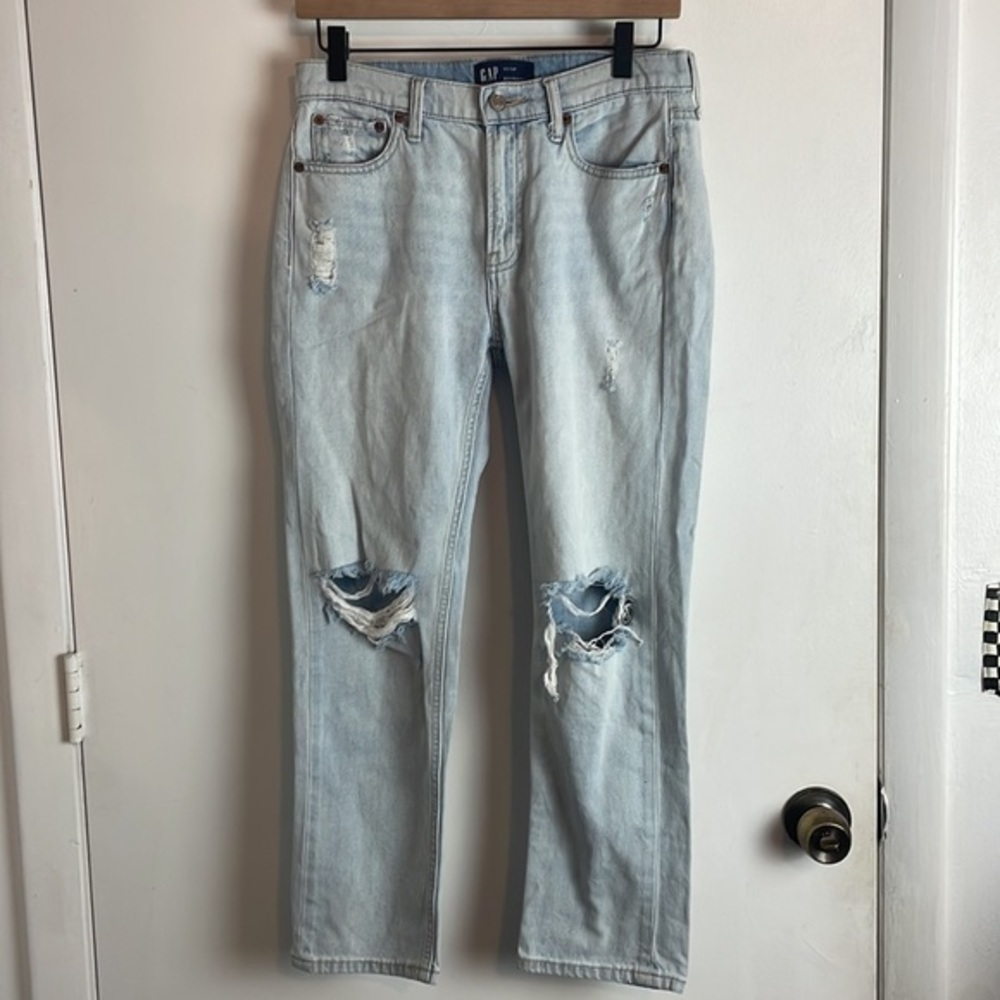 Gap Light Wash Distressed Boyfriend Jeans 00 / 24P - Picture 3 of 11